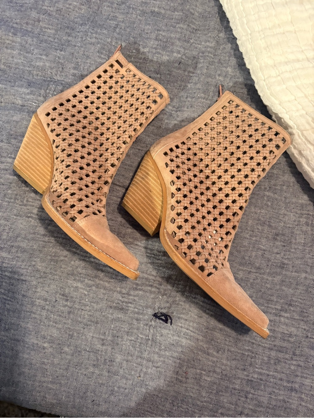 Jeffrey Campbell Taupe Suede Laser-Cut Ankle Boots - Picture 3 of 9